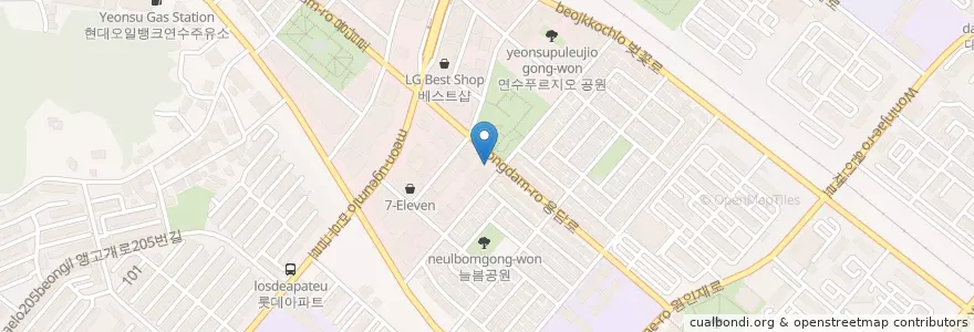Mapa de ubicacion de 탐앤탐스 연수점 (Tom N Toms) en Coreia Do Sul, 인천, 연수구.