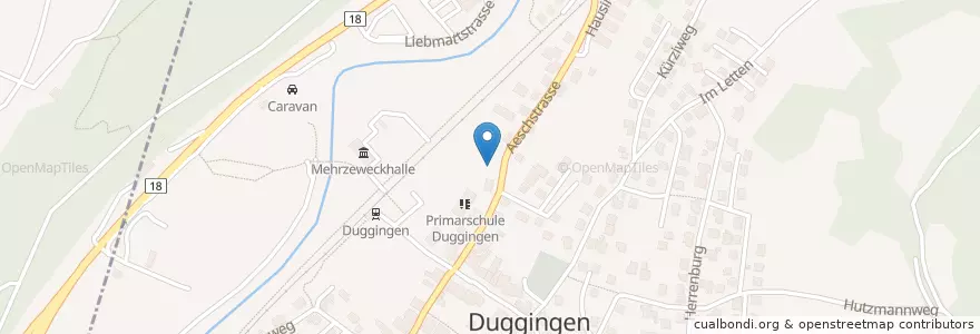 Mapa de ubicacion de Feuerwehr Duggingen en سويسرا, Basel-Landschaft, Bezirk Laufen, Duggingen.