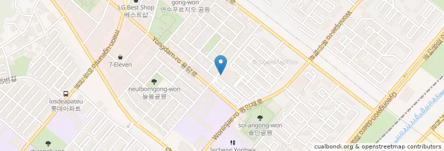 Mapa de ubicacion de 롯데리아 대동월드점 en Korea Selatan, 인천, 연수구, 연수동.