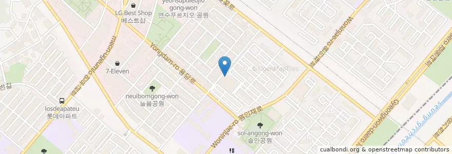 Mapa de ubicacion de 한국씨티은행 연수지점(Citibank) en Corea Del Sur, Incheon, 연수구, 연수동.