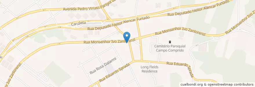 Mapa de ubicacion de Farmácia Pague Menos en ブラジル, 南部地域, パラナ, Região Geográfica Intermediária De Curitiba, Região Metropolitana De Curitiba, Microrregião De Curitiba, クリチバ.