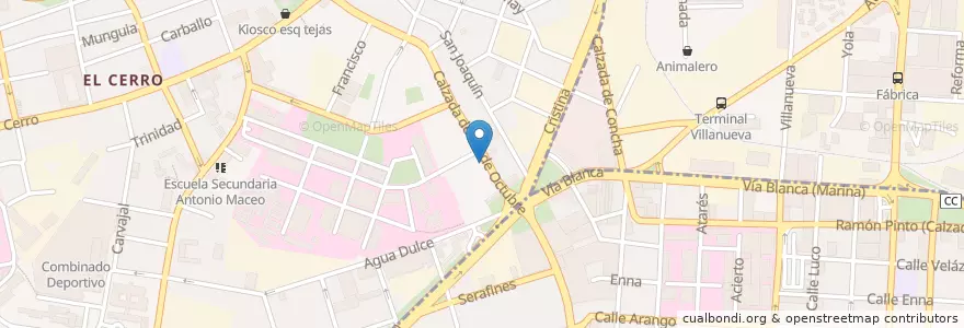 Mapa de ubicacion de Hospital La Dependiente en Küba, La Habana, Cerro.