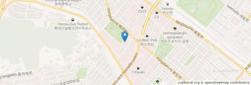 Mapa de ubicacion de 롯데마트 주차장 en Güney Kore, 인천, 연수구.
