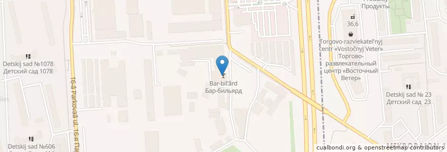 Mapa de ubicacion de Бар-бильярд en Rusland, Centraal Federaal District, Moskou, Восточный Административный Округ, Район Северное Измайлово.