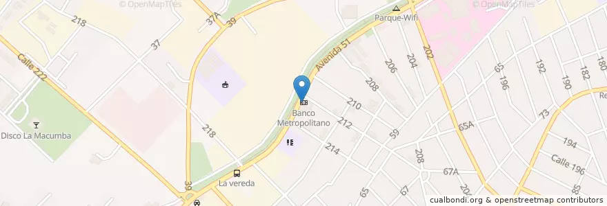 Mapa de ubicacion de Banco Metropolitano en Küba, La Habana, La Lisa.