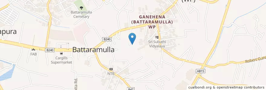 Mapa de ubicacion de Sri Sudharmarama Purana Viharaya en Sri Lanka, බස්නාහිර පළාත, කොළඹ දිස්ත්‍රික්කය.