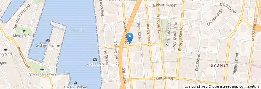 Mapa de ubicacion de The Captain's Balcony en Australië, Nieuw-Zuid-Wales, Council Of The City Of Sydney, Sydney.