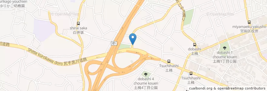 Mapa de ubicacion de ごはん処おっと en 일본, 가나가와현, 川崎市, 宮前区.