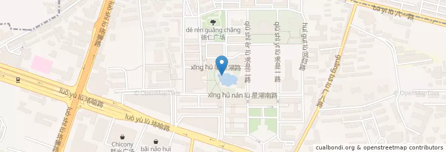 Mapa de ubicacion de 星湖亭 en الصين, خوبي, ووهان, 洪山区, 珞南街道.