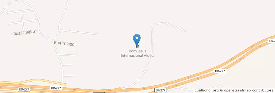 Mapa de ubicacion de Bom Jesus Internacional Aldeia en ブラジル, 南部地域, パラナ, Região Geográfica Intermediária De Curitiba, Região Metropolitana De Curitiba, Microrregião De Curitiba, Campo Largo.