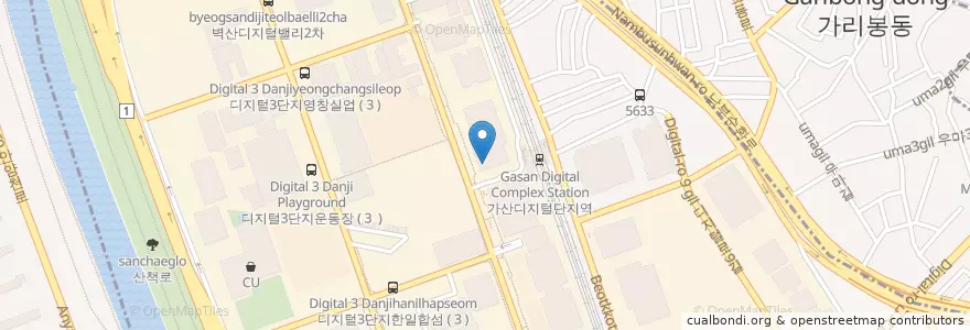 Mapa de ubicacion de 할리스커피 en Coreia Do Sul, Seul, 금천구, 가산동.