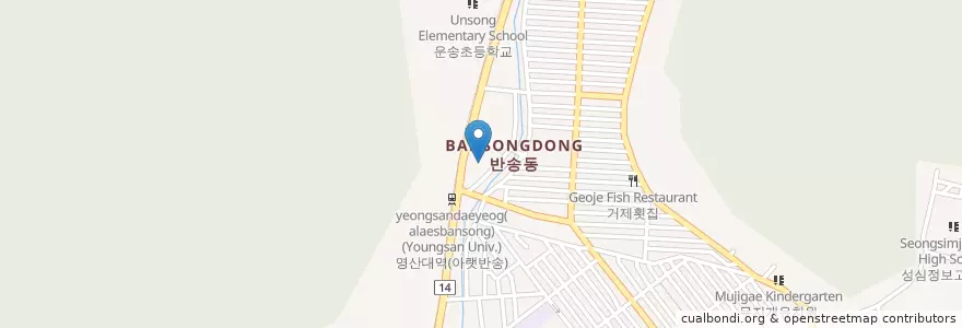 Mapa de ubicacion de 반송동 en 대한민국, 부산, 해운대구, 반송동.