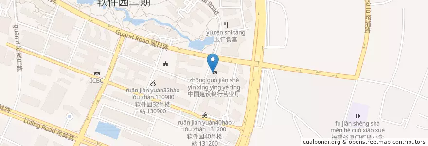 Mapa de ubicacion de 中国建设银行营业厅 en 中国, 福建省, 思明区.
