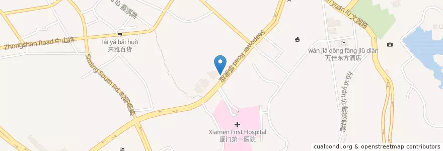 Mapa de ubicacion de 中山公园南门边上 125300 en 中国, 福建省, 思明区.