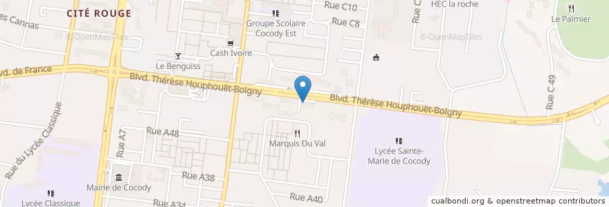 Mapa de ubicacion de Pharmacie Sainte Marie en Costa De Marfil, Abiyán, Cocody.