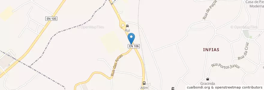 Mapa de ubicacion de Ecoponto en Portugal, Norte, Ave, Braga, Vizela, Infias.