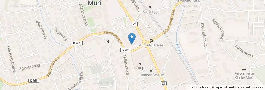 Mapa de ubicacion de Muri AG en スイス, Aargau, Bezirk Muri, Muri.