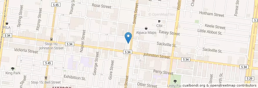 Mapa de ubicacion de Two Row Bar en 澳大利亚, 维多利亚州, City Of Yarra.
