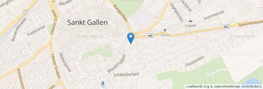Mapa de ubicacion de Am Spisertor en Zwitserland, Sankt Gallen, Wahlkreis St. Gallen, St. Gallen.