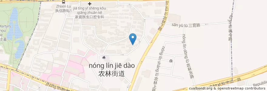 Mapa de ubicacion de 农林街道 en China, Guangdong, 广州市, 越秀区, 农林街道.
