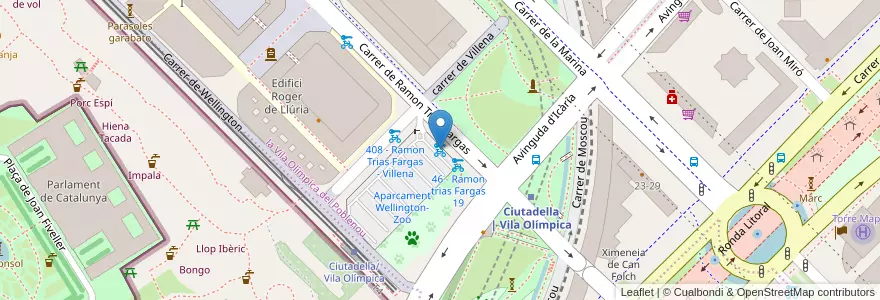 Mapa de ubicacion de 407 - Ramon Trias Fargas 19 en Spagna, Catalunya, Barcelona, Barcelonès, Barcelona.