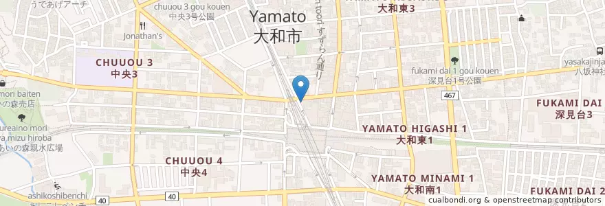 Mapa de ubicacion de 山内農場 en 日本, 神奈川縣, 大和市.