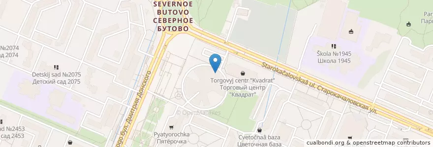 Mapa de ubicacion de Крошка Картошка en Rusland, Centraal Federaal District, Moskou, Юго-Западный Административный Округ, Район Северное Бутово.