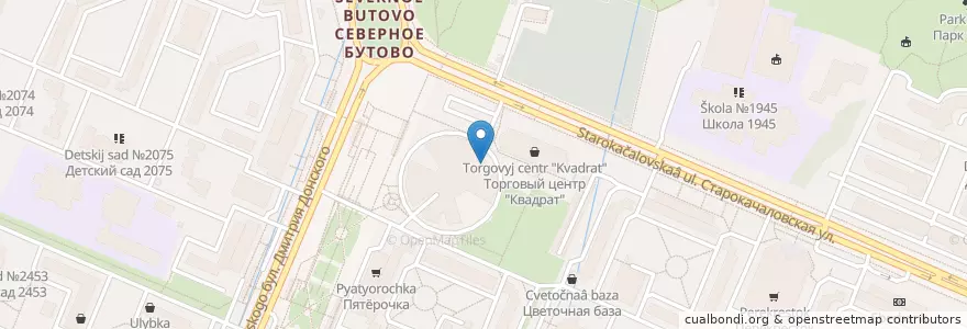 Mapa de ubicacion de Чайхона №1 en Rusia, Distrito Federal Central, Москва, Юго-Западный Административный Округ, Район Северное Бутово.