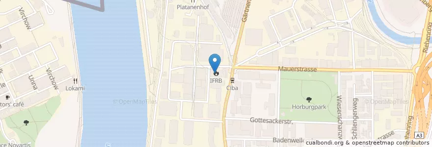 Mapa de ubicacion de IFRB Magazin Klybeck en Suiza, Basilea-Ciudad, Basilea.