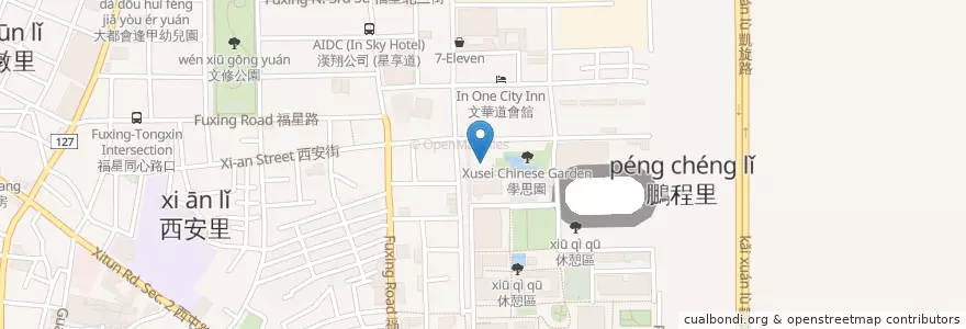 Mapa de ubicacion de 休憩桌椅 en Taiwan, 臺中市, 西屯區.