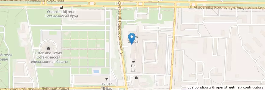Mapa de ubicacion de Avis en Rusland, Centraal Federaal District, Moskou, Северо-Восточный Административный Округ, Останкинский Район.