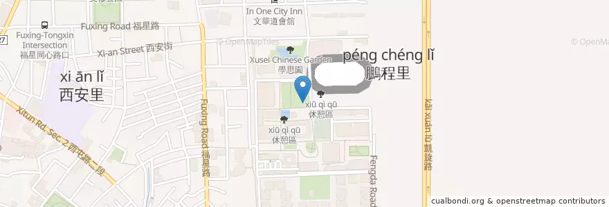 Mapa de ubicacion de 休息座椅 en 臺灣, 臺中市, 西屯區.