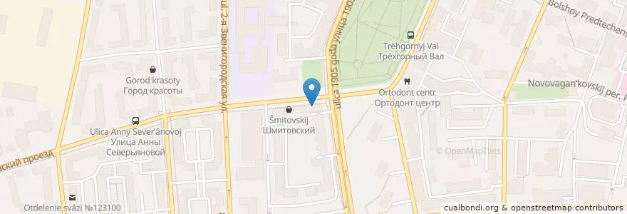 Mapa de ubicacion de Кондитерская en Rusia, Distrito Federal Central, Москва, Distrito Administrativo Central, Пресненский Район.