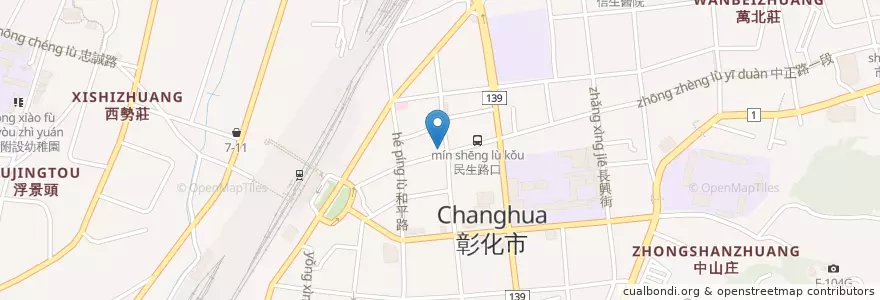 Mapa de ubicacion de 北門口肉圓 en 臺灣, 臺灣省, 彰化縣, 彰化市.