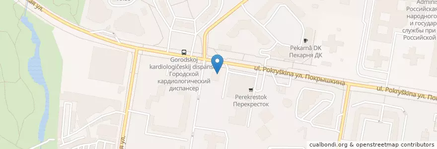 Mapa de ubicacion de Айва чайхана en Russie, District Fédéral Central, Moscou, Западный Административный Округ, Район Тропарёво-Никулино.