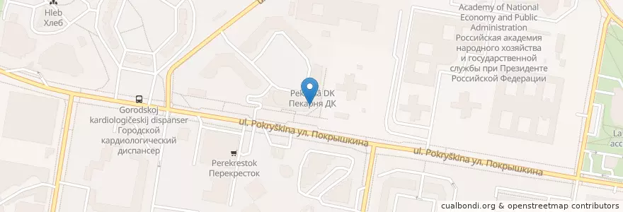 Mapa de ubicacion de Юнидент en Rusia, Центральный Федеральный Округ, Москва, Западный Административный Округ, Район Тропарёво-Никулино.