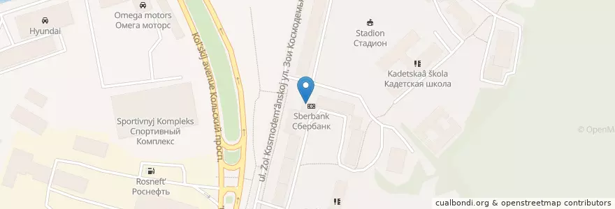 Mapa de ubicacion de Сбербанк en Rusia, Северо-Западный Федеральный Округ, Мурманская Область, Городской Округ Мурманск.