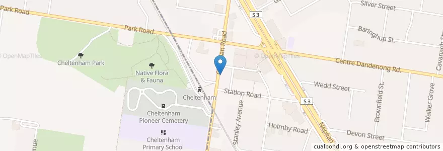 Mapa de ubicacion de Blahblah Cheltenham en Avustralya, Victoria, City Of Kingston.