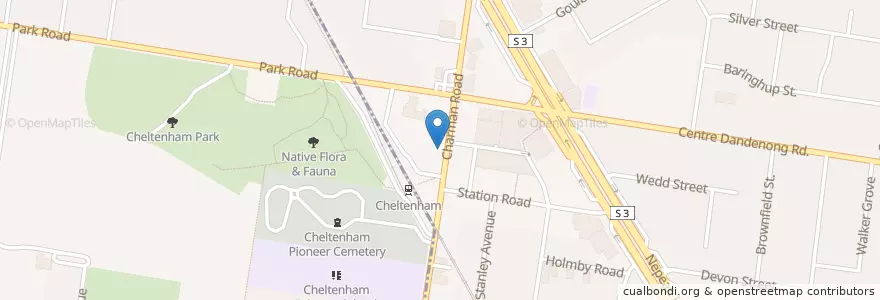 Mapa de ubicacion de Peaberrys en Australie, Victoria, City Of Kingston.