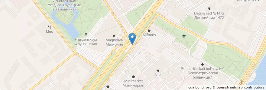 Mapa de ubicacion de Напитки из японии en Rusland, Centraal Federaal District, Moskou, Центральный Административный Округ, Район Хамовники.