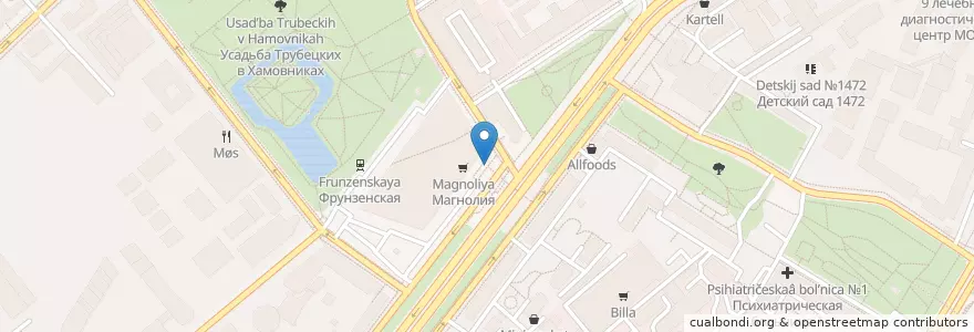 Mapa de ubicacion de Напитки из японии en Russia, Distretto Federale Centrale, Москва, Центральный Административный Округ, Район Хамовники.