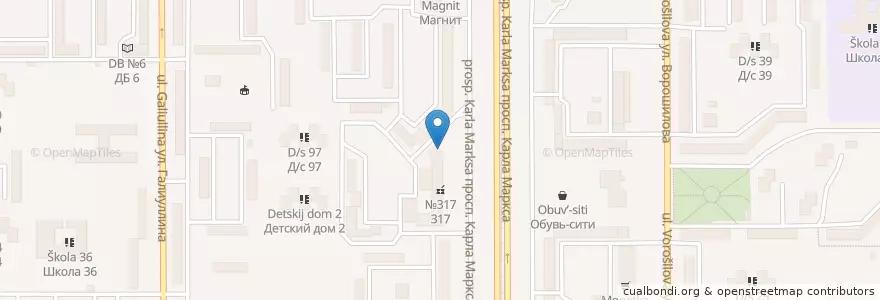 Mapa de ubicacion de Почтовое отделение №41 en Rusland, Уральский Федеральный Округ, Oblast Tsjeljabinsk, Магнитогорский Городской Округ.