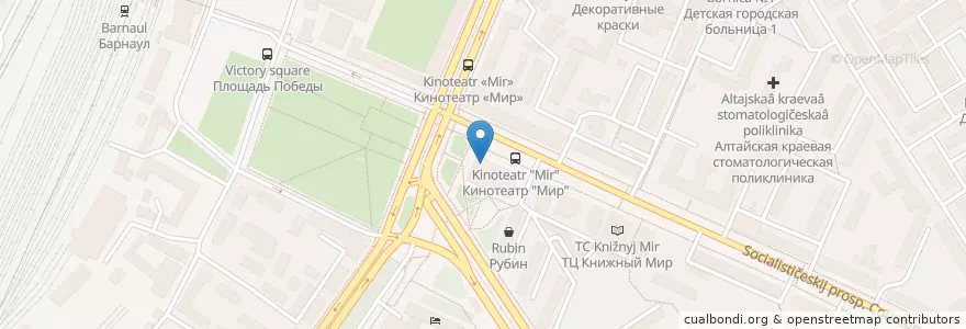 Mapa de ubicacion de KFC en Rússia, Distrito Federal Siberiano, Алтайский Край, Городской Округ Барнаул.