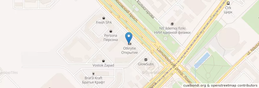 Mapa de ubicacion de Открытие en روسيا, Центральный Федеральный Округ, Москва, Западный Административный Округ, Район Раменки.