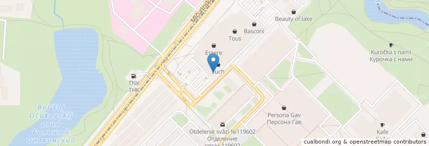 Mapa de ubicacion de 36,6 en Rusland, Centraal Federaal District, Moskou, Западный Административный Округ, Район Тропарёво-Никулино.