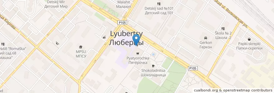 Mapa de ubicacion de Айсберри en Russie, District Fédéral Central, Oblast De Moscou, Городской Округ Люберцы.