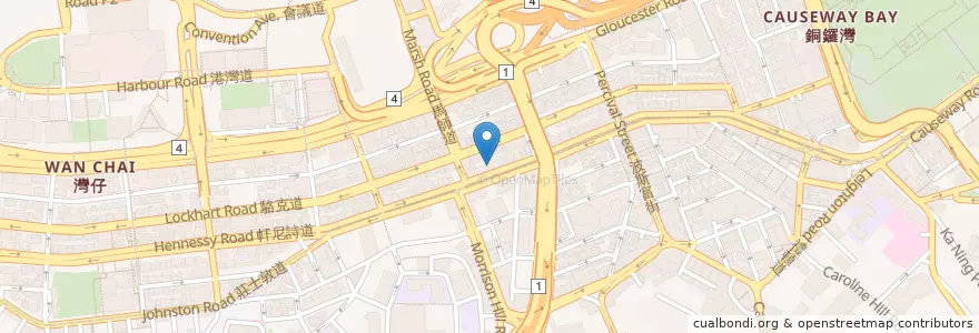 Mapa de ubicacion de 車記車仔麵 en Китай, Гуандун, Гонконг, Гонконг, Новые Территории, 灣仔區 Wan Chai District.