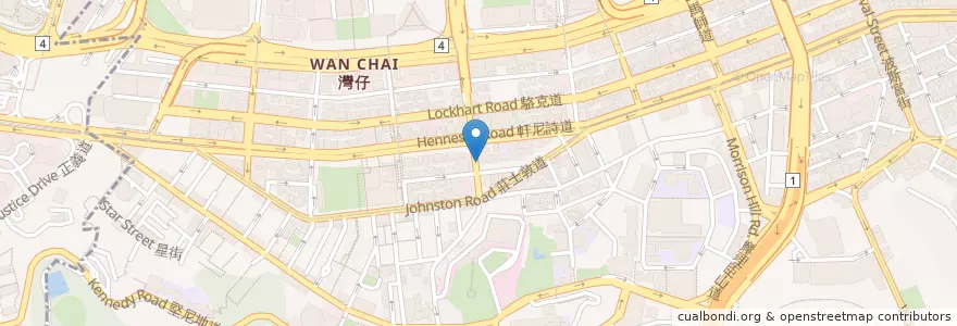 Mapa de ubicacion de 港豐人民幣找換 Kong Fung RMB Exchange en China, Guangdong, Hongkong, Hong Kong Island, New Territories, 灣仔區 Wan Chai District.