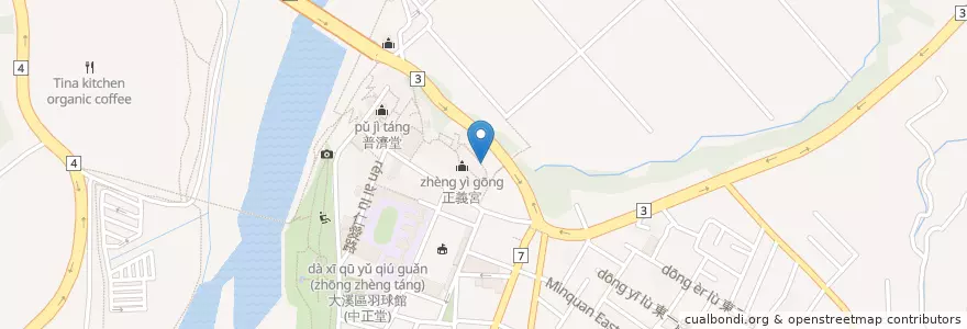 Mapa de ubicacion de 正福宮土地公 en تايوان, تاو يوان, 大溪區.