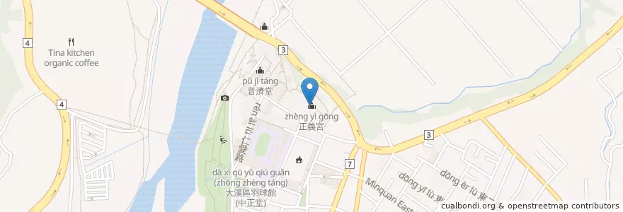 Mapa de ubicacion de 正義宮 en Taiwán, Taoyuan, 大溪區.
